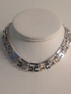 VTG Trifari Pat. Pending Silver-Tone Geometric Link Necklace - Women Jewelry